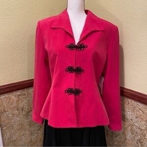 Anna Carole Sz 14 Silk 100% Blazer Shoulder Pads Hot Pink Barbiecore Barbie